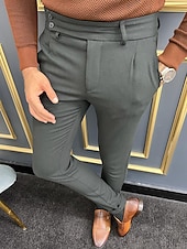 economico Chino-Per uomo Pantaloni Chinos Pantaloni chino Pantaloni Gurkha Tasca Vita alta Semplice Comodità Morbido Quotidiano All'aperto Uscire Moda Casual Cachi Grigio chiaro
