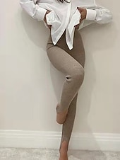 abordables Leggings unis-Femmes Pantalons Leggings Leggings confortables Mode Streetwear Longueur complète Taille haute Uni Taille Élastique Respirabilité Extérieur Confortable Micro-Élastique Vacances Quotidien Tenue