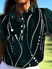  نسائي قميص بولو أزرق كم قصير حماية الشمس قمم ملابس الجولف للسيدات، ملابس ملابس