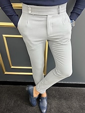 economico Chino-Per uomo Pantaloni Chinos Pantaloni chino Pantaloni Gurkha Tasca Vita alta Semplice Comodità Morbido Quotidiano All'aperto Uscire Moda Casual Cachi Grigio chiaro