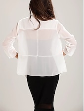 billige bryllup gjesteomslag-Sjale Sjal til kvinner Bolero Mors wraps Enkel Elegant 3/4 ermer Chiffon Bryllup Wrap Med Ren Farge Til Bryllupsgjest Høst