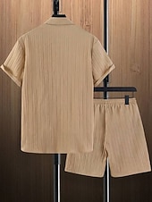 economico Set di camicie basic da uomo-Per uomo Due pezzi Camicia Estiva Set abbinati Abbigliamento da spiaggia Camicia casual Camicia con Bottoni Nero Bianco Rosa Rosso Blu marino scuro Manica Corta Semplice Strisce / increspature Bavero