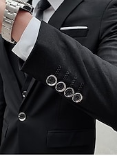 abordables Costumes formels-Costumes de mariage pour hommes Noir Vert foncé Solide Ajustement taillé 3 pièces à simple boutonnage un bouton