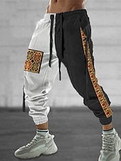 cheap Sweatpants-Men&#039;s Sweatpants Joggers Trousers Drawstring Elastic Waist 3D Print Graphic Prints Geometry Comfort Sports Outdoor Casual Daily Cotton Blend Ethnic Style Retro Vintage White Khaki Micro-elastic