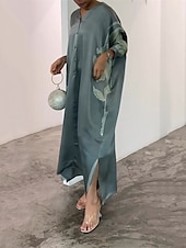 preiswerte abendkleider-Damen schwarzes kleid Ballkleid abendkleider Taste Gespleisst V Ausschnitt Langarm Blumen Formal kleid hochzeitsgast Weiß Purpur Frühling Winter