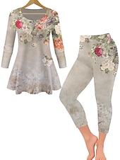 voordelige Loungekleding voor dames-dames loungewear sets 2 stuks kattenbloem casual comfort thuis dagelijks ademend ronde hals lange mouw trui broek zomer lente thuis outfits