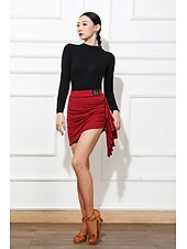 abordables Tenues de danse latine-Danse latine Jupes Couleur Pure Femme Utilisation Usage quotidien Taille haute Polyester