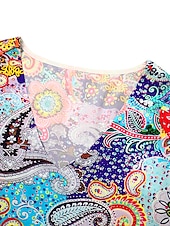levne Boho šaty-dámské mini šaty příležitostné šaty poloformální šaty drobné šaty sundress Bohemia volány rukáv dovolená každodenní koktejlová party regular fit květinový paisley 3/4 délky rukáv v-krk červená modrá