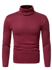 cheap Men&#039;s Pullover Sweater-Men&#039;s Turtleneck Sweater Knitwear Mens Turtle Neck Jumper Pullover Knit Regular Knitted Plain Turtleneck Modern Contemporary Work Daily Wear Clothing Apparel Fall Winter Wine Black S M L
