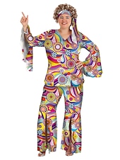 abordables Conjuntos-Años 60 Hippie Años 70 Blusa / Falda Accesorios Bandana Talla Grande Manga de la llamarada Hippie Disco Mujer Víspera de Todos los Santos Carnaval Mascarada Fiesta / Noche Desfile del orgullo Mes del
