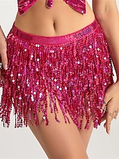 abordables Jupes unies-jupe de mardi gras pour femme jupe scintillante mini blanc / noir noir blanc jaune jupes été paillettes gland frange imprimé mode décontracté performance fête taille unique thème carnaval