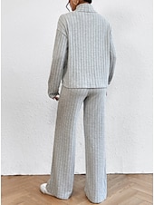 abordables Survêtements pour femmes-Femme Chaud Néon et lumineux Chemise Ensembles de pantalons Pantalon manche longue Col Roulé Couleur unie Casual Quotidien Noir Vert Véronèse Bleu Automne hiver Standard