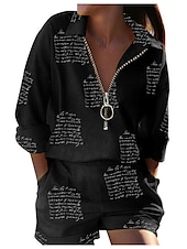 abordables Tops bohèmes-Femme Mode Bohème Chemise Ensembles de shorts Shorts bouffants manche longue Col de Chemise Graphic Papillon Zippé Imprimer Casual Quotidien Noir Blanche Jaune Printemps été Standard
