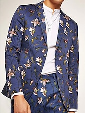 preiswerte Herren bedruckte Blazer-Herren Blumen Karo Langarm Umlegekragen Mode Streetwear Geschäftlich Arbeit Büro-Outfit Ausgehen Knöpfe Druck