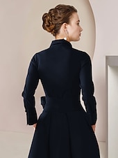 preiswerte Overalls für Mütter-Zweiteiliges Jumpsuit Mutter der Braut formelle Hochzeitsgast elegantes Partykleid mit Kragen bodenlang Taffeta langarm mit Schleife(n) einfarbig 2025 kostenlose Maßanfertigung
