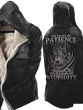 billiga fleecejacka för män-Herr Dödskalle Varg Bokstav Vinterkappa Fleece-jacka Kappa Varm Andningsfunktion Bekväm Mode Streetwear Ledigt vardag Sport &amp; Utomhus Dagliga kläder Utekväll Dragkedja Ficka Mönster Höst vinter