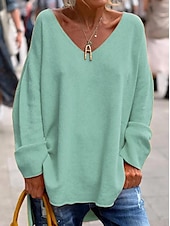cheap Tunic Tops-Women&#039;s Tunic Oversized Sweatshirt Pullover Sports Basic Neon &amp; Bright Plain Street Casual V Neck Loose Fit Long Sleeve Black Pink Orange Gray Fall &amp; Winter