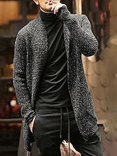 preiswerte Herren Strickjacke-Herren Strickjacke Herbstpullover Gerippt Stricken Standard Strick Glatt Öffnung vorne Warm-Ups Moderne zeitgenössische Freizeitskleidung Ausgehen Bekleidung Winter Schwarz Dunkelblau M L XL