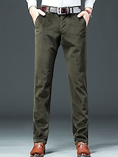 baratos Magro-Homens Social Calças de Veludo Calças de inverno Calças Calças de Terno Bolsos Tecido Conforto Respirável Ao ar livre Diário Para Noite Moda Casual ダークカーキ Preto