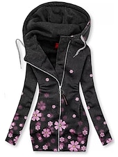 abordables Sudadera-Sudaderas de Mujer Gráfico Floral Mariposa Deportiva Básica Manga Larga Hoodie Tops Regulares Casual Calle Cremallera Ajustable Bolsillo Frontal Negro Blanco Rosa Rojo Azul Otoño  Invierno