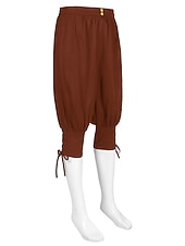 economico Fondi-Medievale Rinascimento 17° secolo Pantaloni Pantaloni da pirata Pirata Vichingo Crociato Coulisse Tinta unita Costume Per uomo Costumi da pirata Fantasia Halloween Mascherata Halloween LARP Fiera