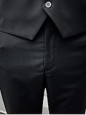 abordables Costumes formels-Costumes de mariage pour hommes Noir Vert foncé Solide Ajustement taillé 3 pièces à simple boutonnage un bouton