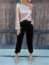 cheap Party women&#039;s Pants-Women&#039;s Sweatpants Joggers Velvet Pants Trousers Full Length  Pocket Micro-elastic High Waist Fashion Streetwear Party Dark Brown Black S M Fall &amp; Winter