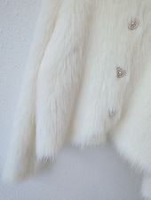 cheap Cardigans &amp; Outerwears-Women&#039;s Cardigan Sweater Cardigan Stylish Casual Soft Solid Color Ribbed Crew Neck Faux Fur Trim Long Sleeve Regular Tops Knit Daily Going out Weekend Black White Fall Winter