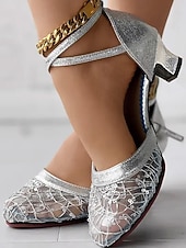 baratos Anos 1920 &amp; Era Gatsby-Sapatos de salto alto femininos com tira em T, em malha dourada e strass – estilo vintage da era Gatsby dos anos 1920, elegantes sapatos de baile para festas de dança da era do jazz.