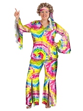baratos Conjuntos-Anos 60 Hippie Anos 70 Blusa / Camisa Roupa Faixa de Cabeça Tamanho Grande Manga Alargamento Hippie Discoteca Mulheres Dia Das Bruxas Carnaval Baile de Máscaras Festa / Noite Parada do Orgulho Mês do