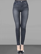 cheap Plain Leggings-Women&#039;s Slim Pants Trousers Pocket High Cut High Waist Full Length Black Summer