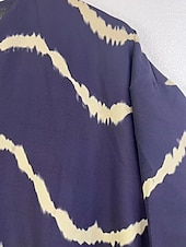 billige T-skjortekjoler-kvinners geometriske stripe knapp splitt v-hals maxi lang kjole daglig ferie langermet sommer våren
