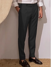 voordelige Dun-Voor heren Pakken Broek broek Geplooide broek Kostuumbroek Zak Hoogte stijging Effen Comfort Ademend Bruiloft Buiten Dagelijks Elegant Vintage Zwart Wit