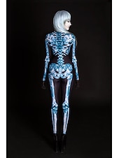 olcso Koponyák és csontok-Csontváz Halálfej Halloween Szerepjáték Jelmezek Body Full Body Catsuit Farsangi jelmez Overall Egy darab Ijesztő jelmez Gyermek Felnőttek Női Álarcos mulatság Mardi Gras Parti Halloween Egyszer