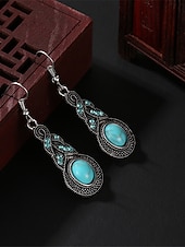 cheap Jewelry Sets-1set(1pcs Necklace1pair Earrings) Jewelry Set For Women&#039;s Blue Daily Travel Festival Alloy Retro