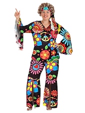 abordables Conjuntos-Años 60 Hippie Años 70 Blusa / Falda Accesorios Bandana Talla Grande Manga de la llamarada Hippie Disco Mujer Víspera de Todos los Santos Carnaval Mascarada Fiesta / Noche Desfile del orgullo Mes del