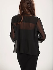 billige bryllup gjesteomslag-Sjale Sjal til kvinner Bolero Mors wraps Enkel Elegant 3/4 ermer Chiffon Bryllup Wrap Med Ren Farge Til Bryllupsgjest Høst