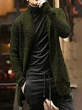 preiswerte Herren Strickjacke-Herren Strickjacke Herbstpullover Gerippt Stricken Standard Strick Glatt Öffnung vorne Warm-Ups Moderne zeitgenössische Freizeitskleidung Ausgehen Bekleidung Winter Schwarz Dunkelblau M L XL