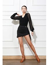 abordables Tenues de danse latine-Danse latine Jupes Couleur Pure Femme Utilisation Usage quotidien Taille haute Polyester