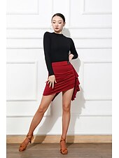 abordables Tenues de danse latine-Danse latine Jupes Couleur Pure Femme Utilisation Usage quotidien Taille haute Polyester