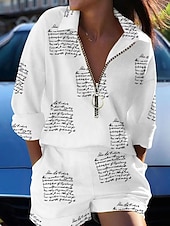 abordables Tops bohèmes-Femme Mode Bohème Chemise Ensembles de shorts Shorts bouffants manche longue Col de Chemise Graphic Papillon Zippé Imprimer Casual Quotidien Noir Blanche Jaune Printemps été Standard