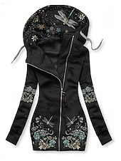 economico Top Floreali-Felpe da donna farfalla sport basic neón e brillante a maniche lunghe felpa con cerniera con tasca frontale nera gialla bordeaux blu navy blu autunno e inverno