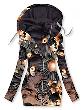 abordables Sudadera-Sudaderas de Mujer Gráfico Floral Mariposa Deportiva Básica Manga Larga Hoodie Tops Regulares Casual Calle Cremallera Ajustable Bolsillo Frontal Negro Blanco Rosa Rojo Azul Otoño  Invierno