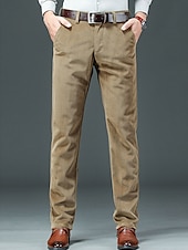 baratos Magro-Homens Social Calças de Veludo Calças de inverno Calças Calças de Terno Bolsos Tecido Conforto Respirável Ao ar livre Diário Para Noite Moda Casual ダークカーキ Preto