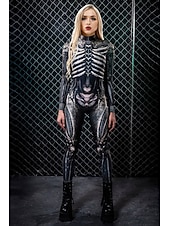 olcso Koponyák és csontok-Csontváz Halálfej Halloween Szerepjáték Jelmezek Body Full Body Catsuit Farsangi jelmez Overall Egy darab Ijesztő jelmez Gyermek Felnőttek Női Álarcos mulatság Mardi Gras Parti Halloween Egyszer