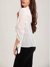 billige bryllup gjesteomslag-Sjale Sjal til kvinner Bolero Mors wraps Enkel Elegant 3/4 ermer Chiffon Bryllup Wrap Med Ren Farge Til Bryllupsgjest Høst