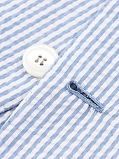 abordables Costumes décontractés-Costumes de mariage pour hommes en seersucker d&#039;été bleu coloré uni coupe standard 2 pièces simple boutonnage deux boutons