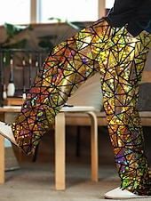 cheap Men&#039;s Printed Casual Pants-Men&#039;s Trousers Summer Pants Beach Pants Drawstring Elastic Waist 3D Print Color Block Graphic Prints Geometry Comfort Casual Daily Holiday Streetwear Hawaiian Light Green Red
