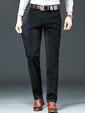 baratos Magro-Homens Social Calças de Veludo Calças de inverno Calças Calças de Terno Bolsos Tecido Conforto Respirável Ao ar livre Diário Para Noite Moda Casual ダークカーキ Preto