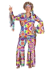 Χαμηλού Κόστους Ενδύματα-Δεκαετία '60 Χίπισσα Δεκαετία '70 Μπλούζα / Πουκάμισο Σύνολα Κορδέλα κεφαλής Μεγάλα Μεγέθη Μανίκι Flare Cuff Χίπισσα Ντίσκο Φανταχτερή Φόρεμα Γυναικεία Απόκριες Μασκάρεμα